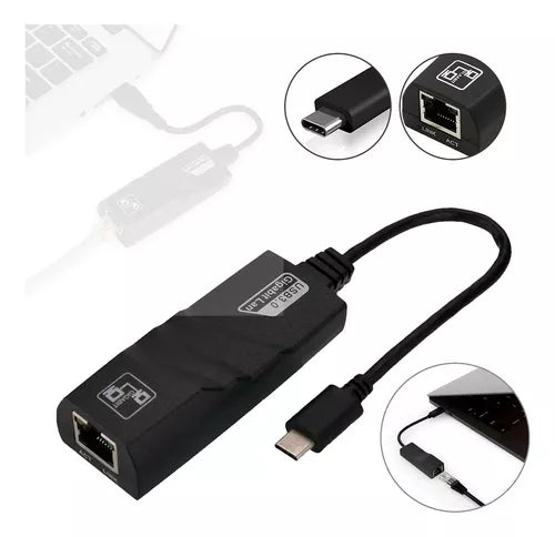Cabo Conversor USB-C 3.0 para rede Gigabit 100/1000