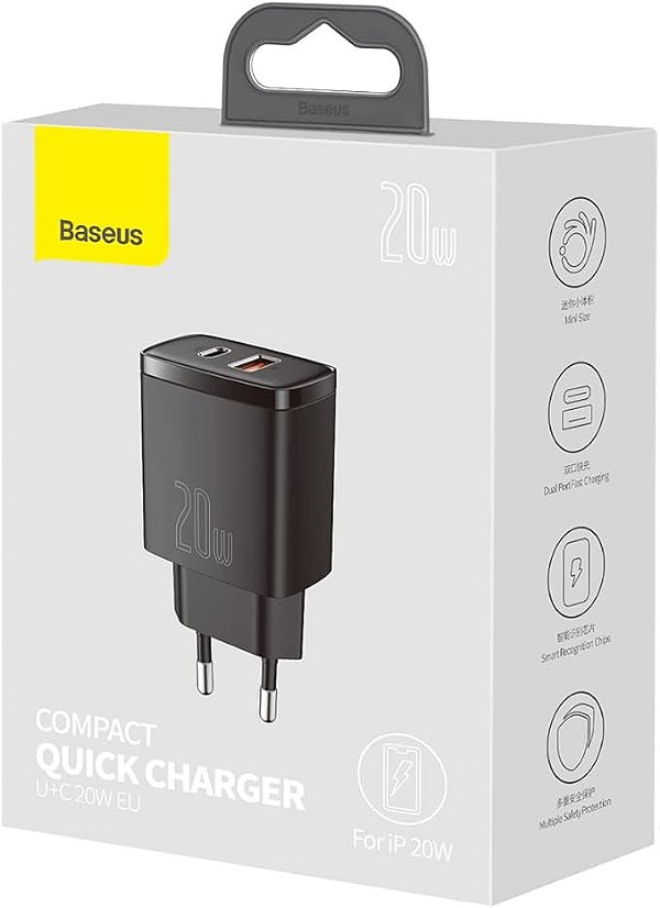 Carregador de parede Baseus 20w USB-A e USB-C