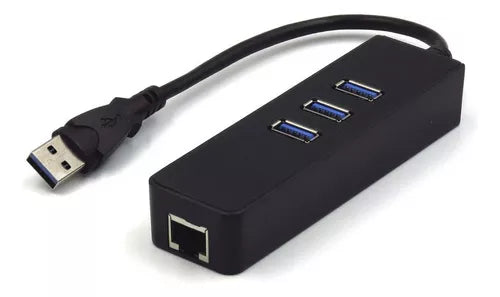 Adaptador USB 2.0 para rede e 3 portas USB