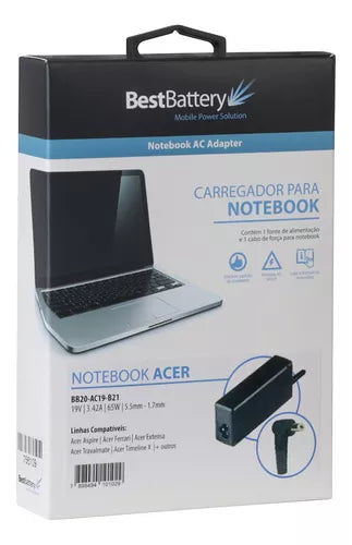 Fonte de notebook Acer 5,5 x 1,7 mm BB20-AC19-B21