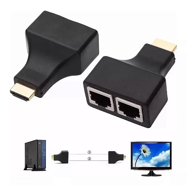 Extensor Hdmi 30 Metros Via Cabo De Rede Rj45 Cat5e Cat6