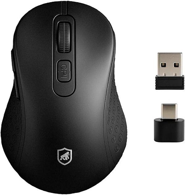 Mouse Sem Fio Gorila Hybrid com adaptador usb-c e usb-a