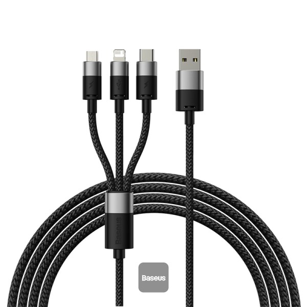 Cabo USB 3 em 1 (Lightning USB-C Micro USB) Baseus 1.2m