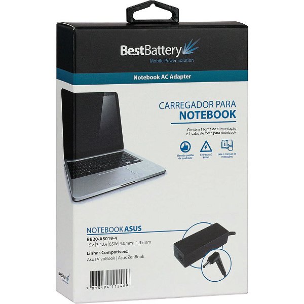 Fonte de notebook Asus 4.0 x 1.35mm BB20-AS019-4 19v 3.42a 65w