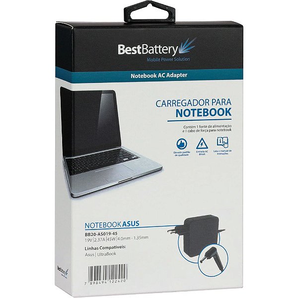 Fonte de notebook Asus 4.0 x 1.35mm BB20-AS019-45 19v 2.37a 45w