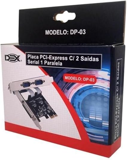 Placa PCI-E com 2 Serial RS232 e 1 Paralela com espelho perfil slim