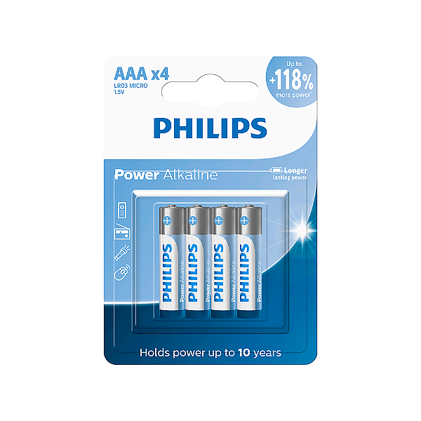 Pilha Alcalina AAA Philips c/ 4