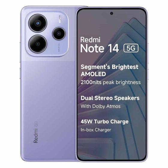 Celular Xiaomi Redmi Note 14 5G 128GB 8GB 5110mAh 45w Roxo