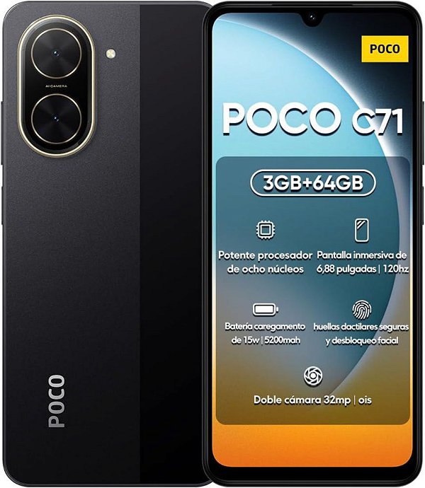 Celular Xiaomi Poco C71 64GB 3GB Preto