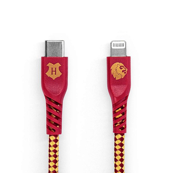 Cabo Apple Iwill Strong Lightning to USB-C MFI 1.2m Vermelho Grifinoria Harry Potter