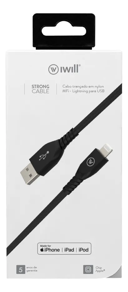 Cabo Apple Iwill Strong Lightning to USB MFI 1.2m Preto