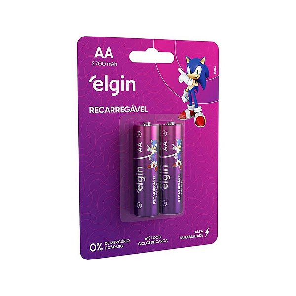 Pilha Recarregavel AA Elgin 2.700mAh c/2