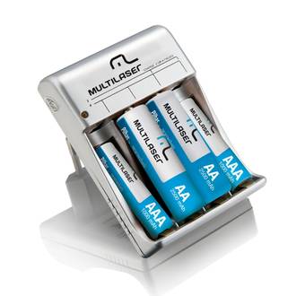 Carregador de Pilha Multilaser c/ 2 Pilhas AA e 2 Pilhas AAA - CB045