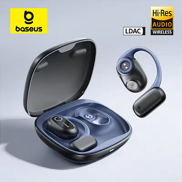 Fone de ouvido Bluetooth Baseus Bowie MF1/Eli 15i Fit Open-Ear LDAC 12hrs reprodução