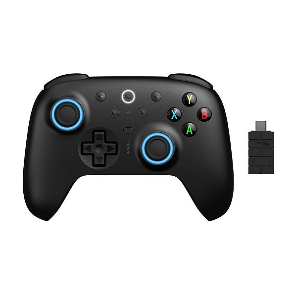 Controle 8BitDo Ultimate 2 para PC e Android com joysticks TMR gatilhos comutáveis, controle de movimento 8 vel. Preto