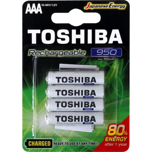 Pilha Recarregavel AAA c/ 4 Toshiba 950mAh