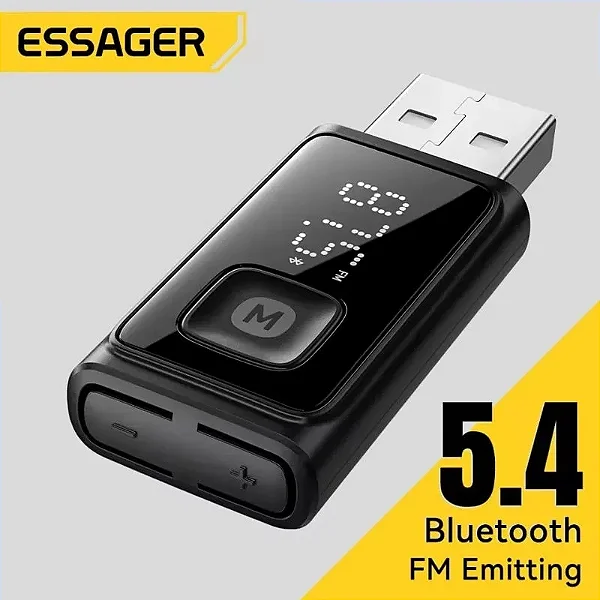 Adaptador Bluetooth 5.4 de Audio Multifuncional transmissor FM Essager