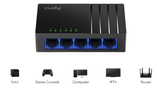 SWITCH  5 PORTA PRETO - CUDY