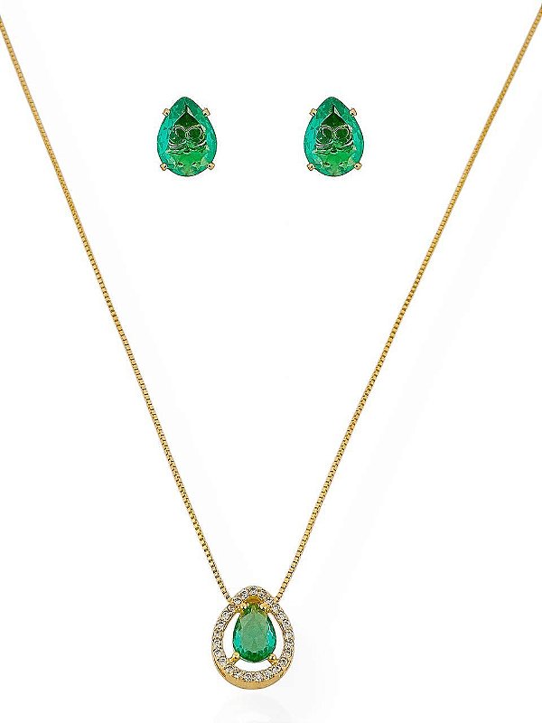 Conjunto Esmerada - Folhado Ouro 18K