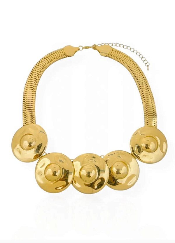 Colar Lacraia com Bottons- Folhado a Ouro 18K