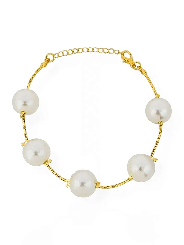 Pulseira com Perolas- Folhada a ouro 18k