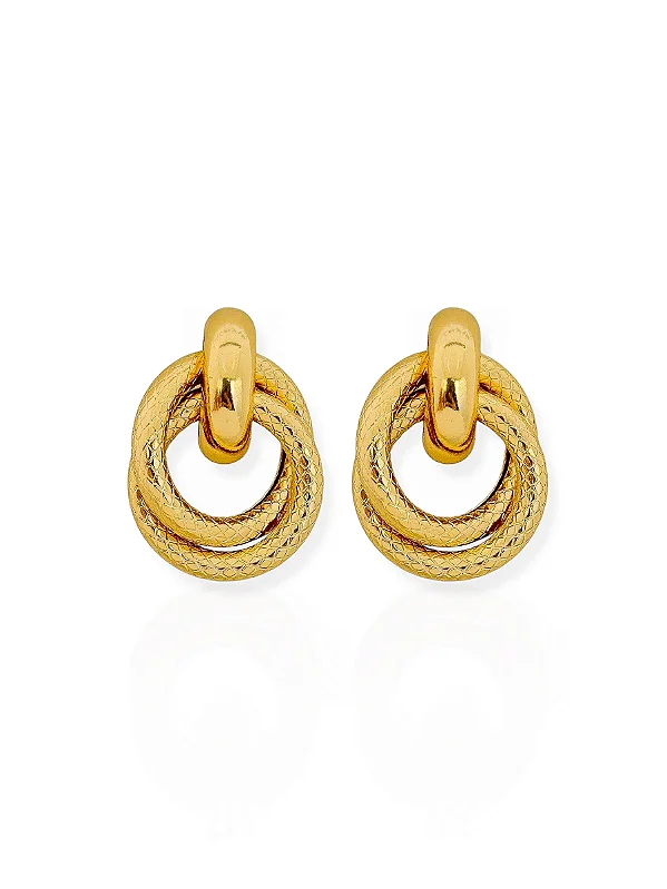 Argola Trançada Texturizada P - Folhada Ouro 18k