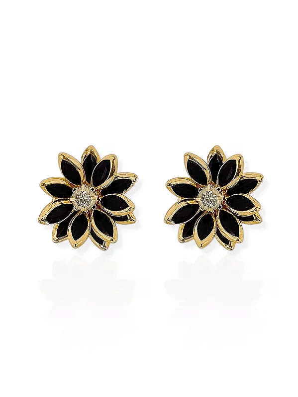 Brinco Flor de Cristal- Folhado Ouro 18K