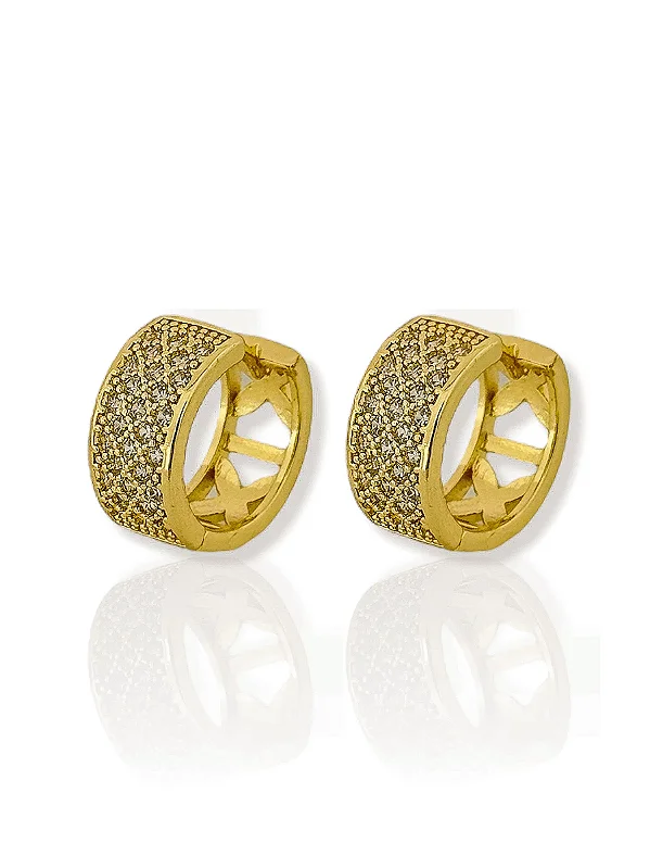 Argola Cravejada- Folhada Ouro 18K