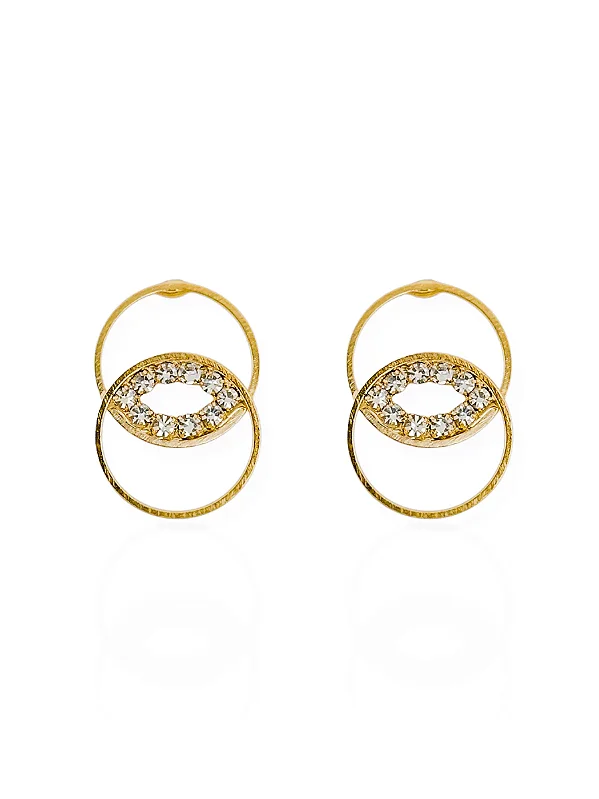 Brinco Círculo Com Zircõnia Vazado- Folhado Ouro 18K