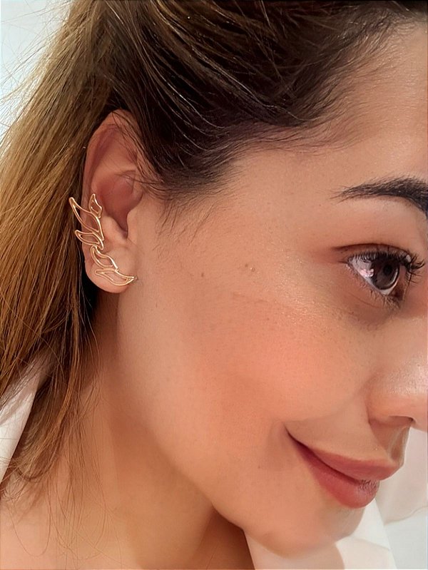 Brinco Ear Cuff Floral -Ouro 18K