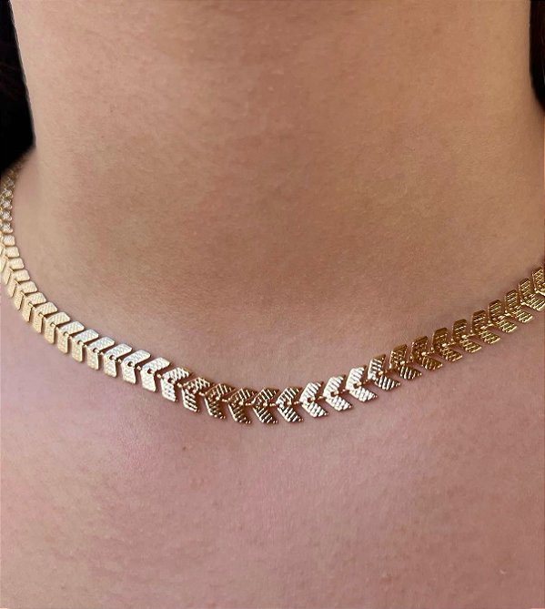 Colar Chocker Escamas - Ouro 18k