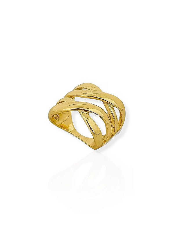 Anel Diná- Folhado Ouro 18k