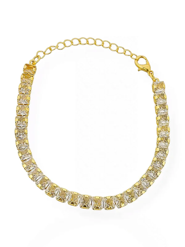 Pulseira Quadrada com Zircõnia- Folhada a Ouro 18K