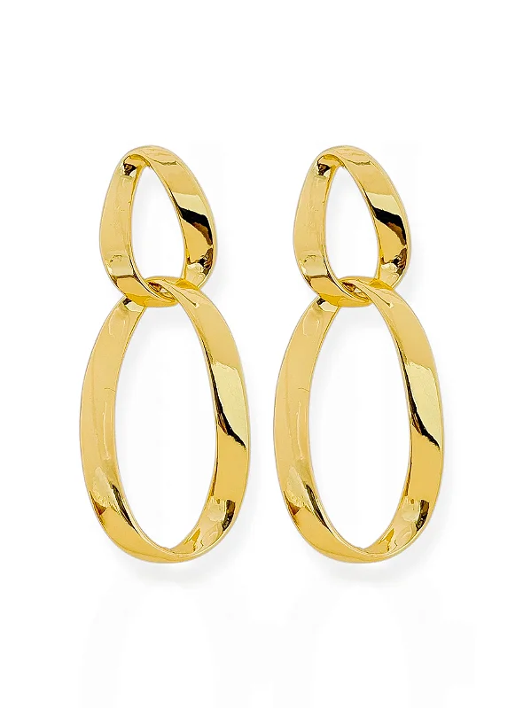 Brinco Golden Duo- Folhado Ouro 18K