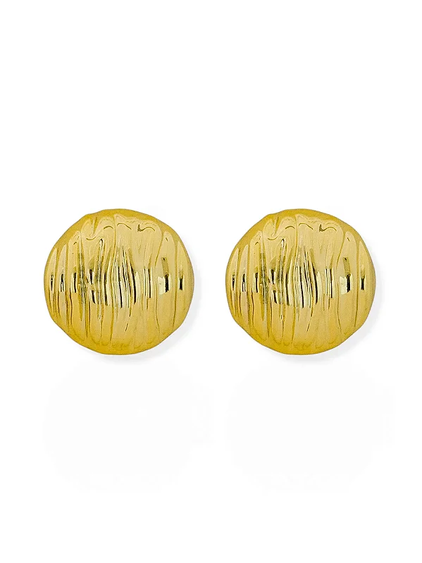 Brinco Botton Texturizado- Folhado Ouro 18K
