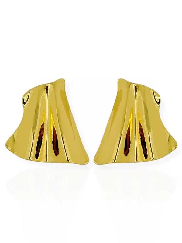 Brinco Orgânico Placa Curvada- Folhado Ouro 18K