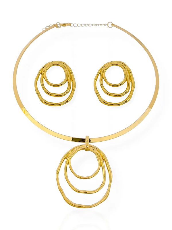 Conjunto Orgânico Fios Dourados- Folhado Ouro 18K