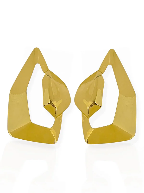 Brinco Placa Orgânica Vazada- Folhado Ouro 18K