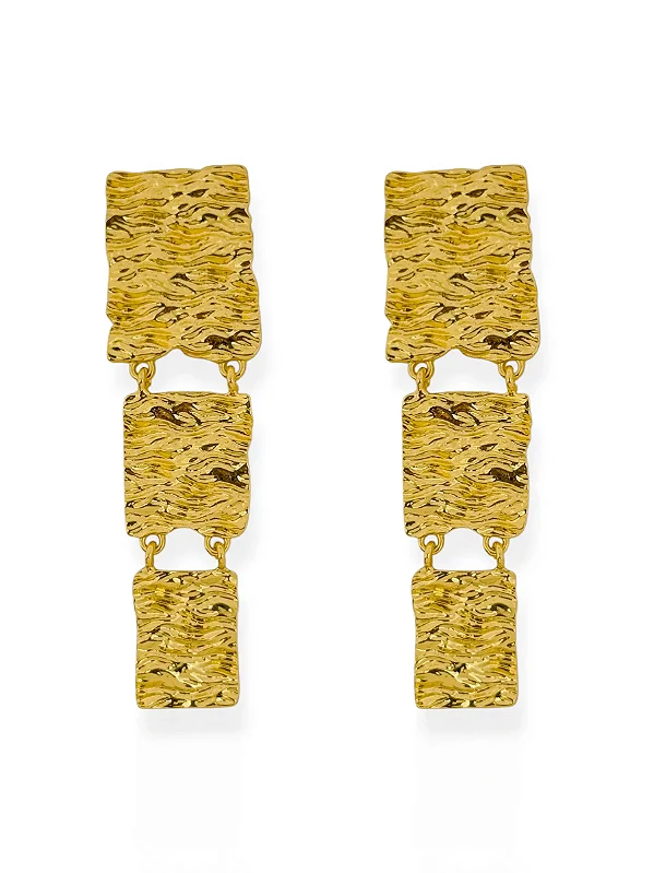 Brinco Mix Placas Marteladas- Folhado Ouro 18K