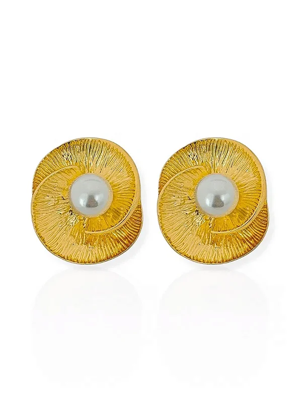 Brinco Orgânico Flor de Pérola- Folhado Ouro 18K