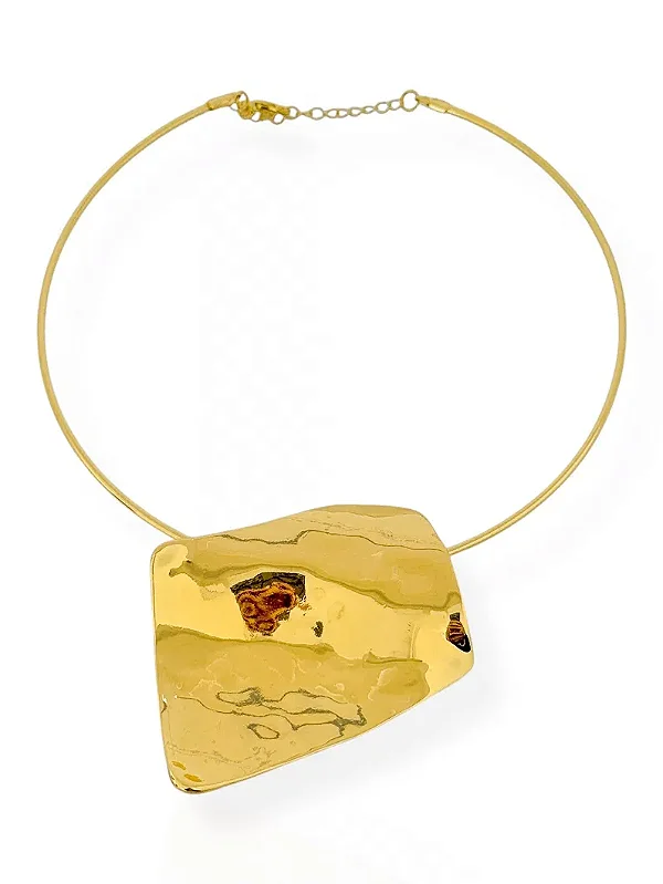 Colar Placa Laminada - Folhado Ouro 18K