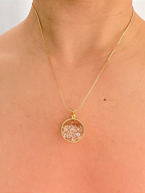 Colar Esfera Cristais Encapsulados