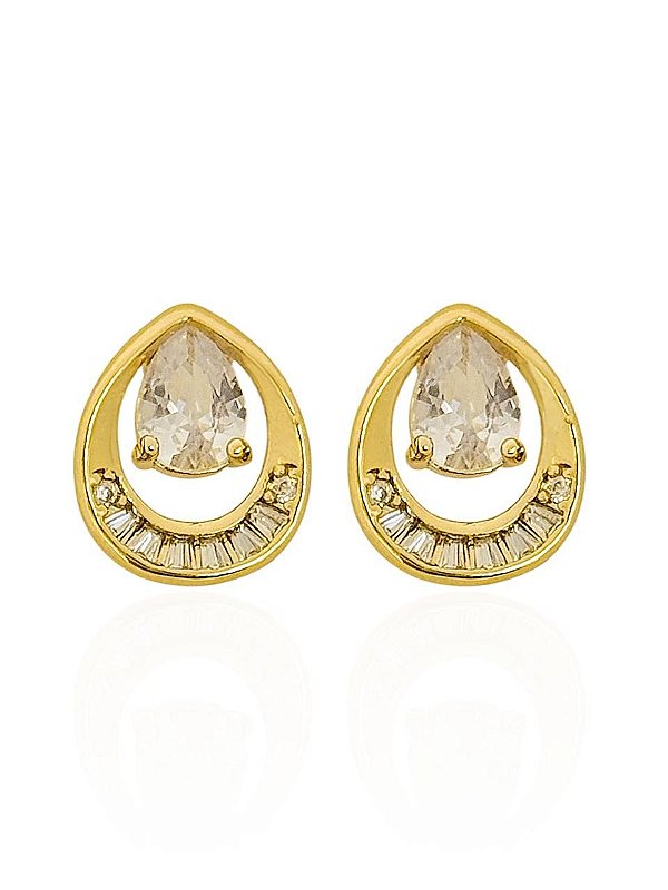 Brinco Gota de Cristal P Zircônia