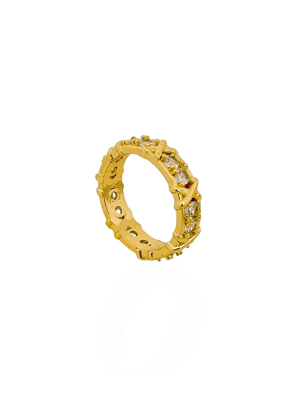 Anel X Folheado Ouro 18K