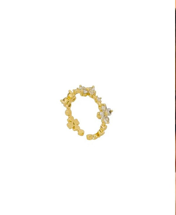 Anel Flores de Zircônia- AJUSTÁVEL