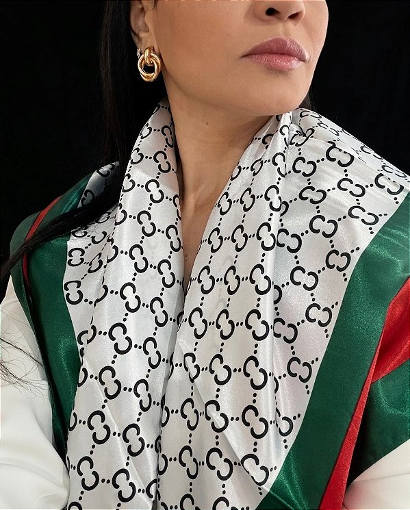 Lenço Inspiração Gucci Branco- Tam Grande