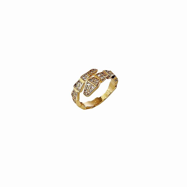 Anel Serpente Cravejado de Zirconia