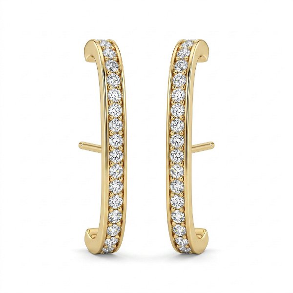 Brinco Ear Hook Micro Zircônia Dourado