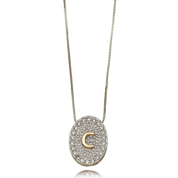 Colar Letra Diamante Micro Zircônia Bocolor (C)