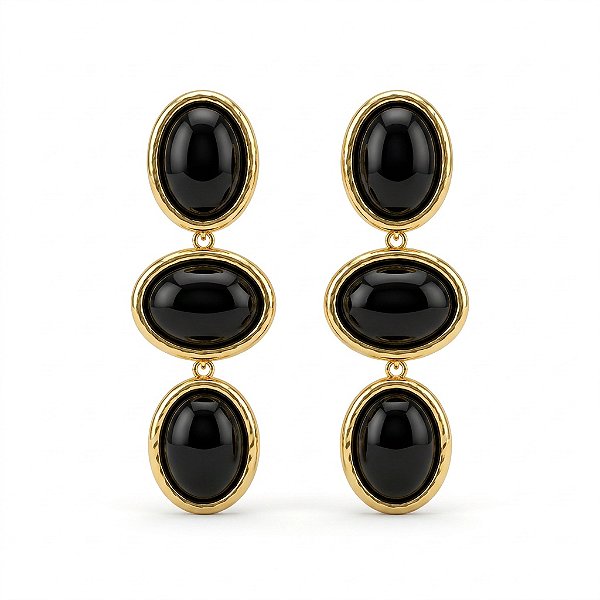 Brinco Preto Esmaltado Longo